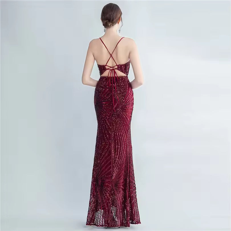 Mermaid V neck gown