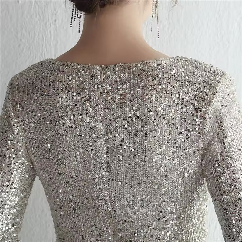 V neck full sleeve dress